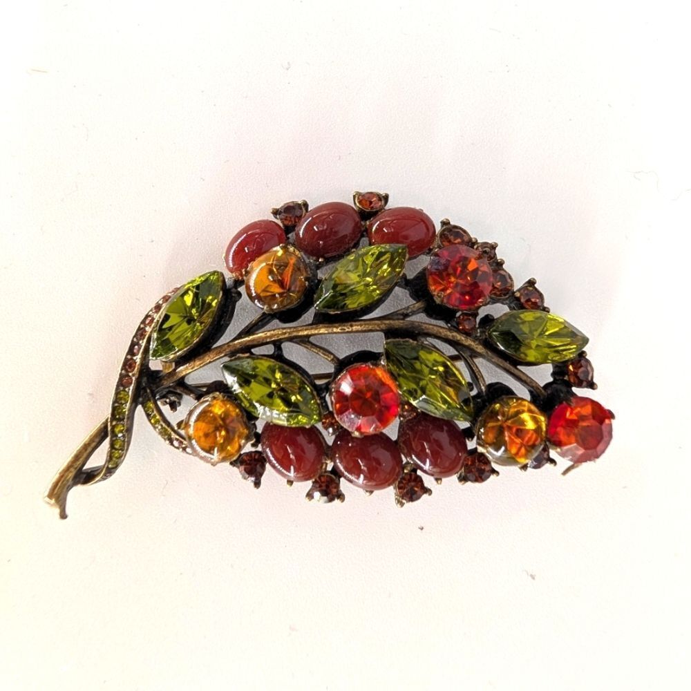 Elegant Multicolor Leaf Brooch